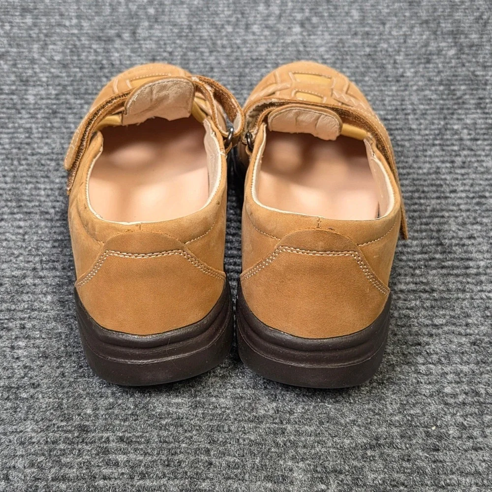 SureFit Acapulco‎ Mary Jane Shoes Womens 8.5W Tan Leather Suede Hook Loop Straps